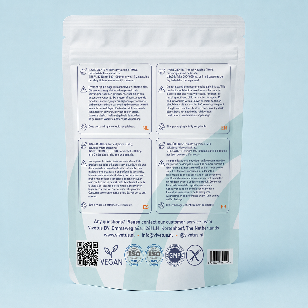 Vivetus® Triméthylglycine (TMG) - 60 gélules - 500 mg