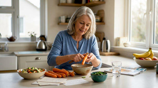 Woman preparing healthy plant-based meal