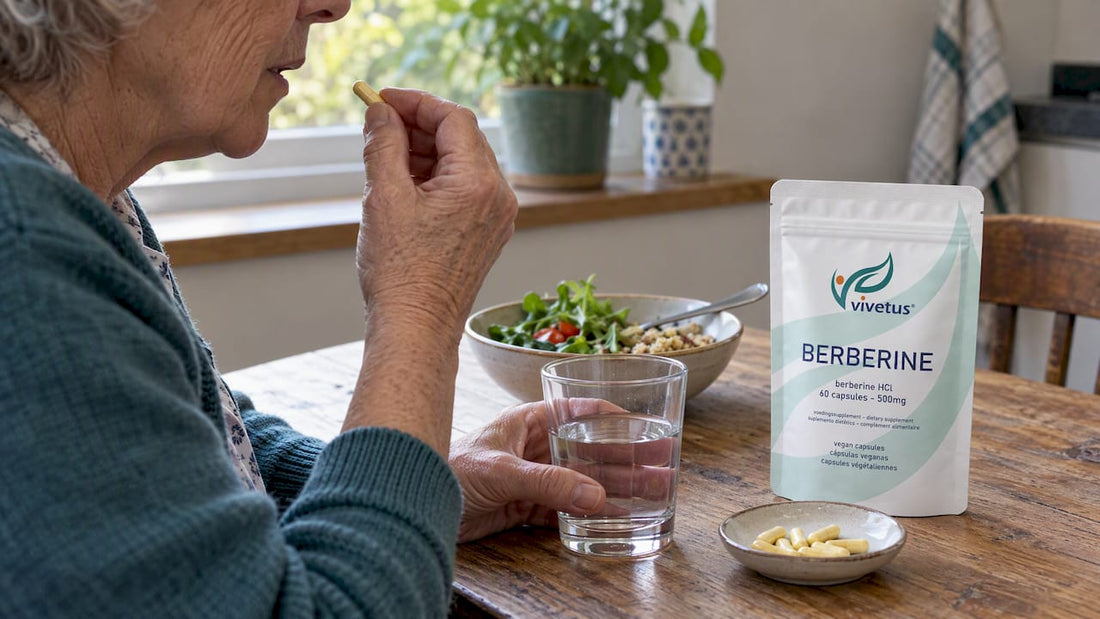 Older adult taking berberine with a meal